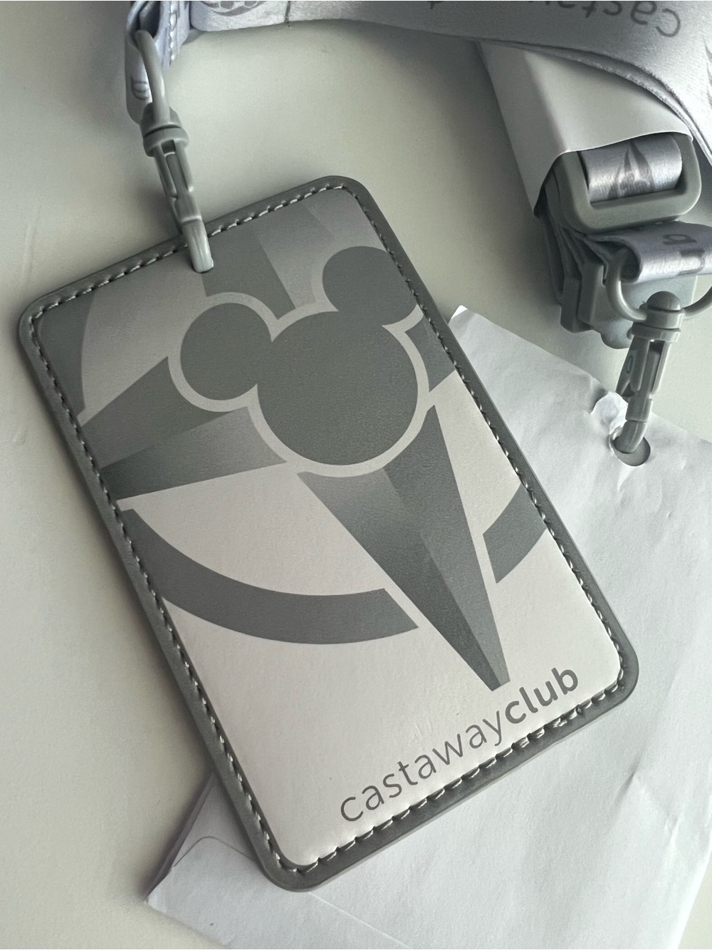 Disney Cruise Line Castaway Club Silver Lanyard and Card Holder Set